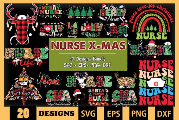 Nurse Christmas Bundle SVG 20 Designs