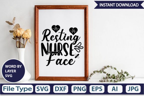 Resting Nurse Face SVG Cut File